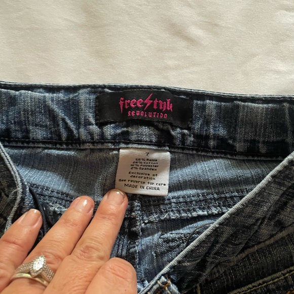 Brand freestyle Revolution size 7 girls flared jeans stretchy with pockets - Picture 8 of 8